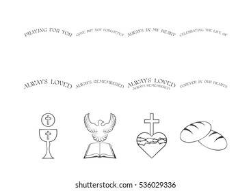 Vector set of christian religious icons on white background