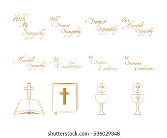 Vector set of christian religious icons on white background