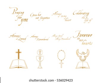 Vector set of christian religious icons on white background