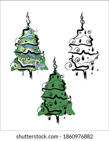 
vector SET christmas background with tree for new year design. 