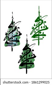 
vector SET christmas background with tree for new year design. 