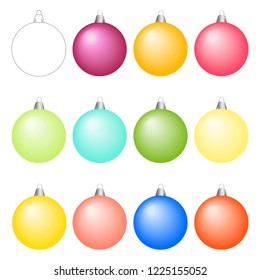 Vector set of christmas balls. Different colors