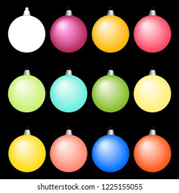 Vector set of christmas balls. Different colors