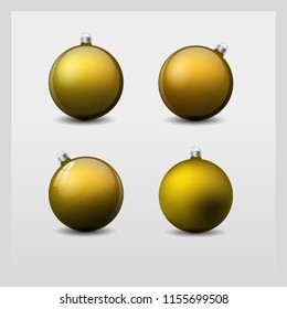 Vector set of Christmas balls in golden tones