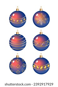 Vector ambientado con bolas de navidad violeta con oro. Gran elemento decorativo 
 da tu diseño de Navidad y Año Nuevo.