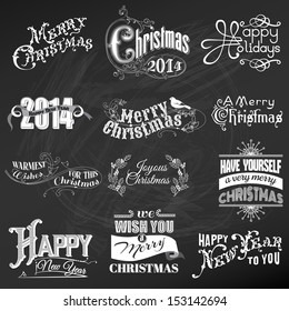 Vector Set: Christmas Calligraphic Design Elements and Page Decoration, Vintage Frames 