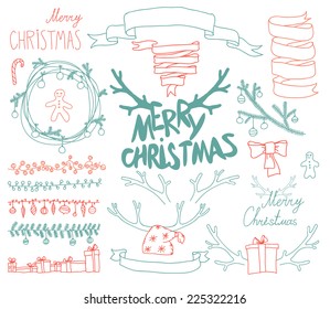 Vector Set Christmas Calligraphic Design Elements and Page Decoration, Vintage Frames