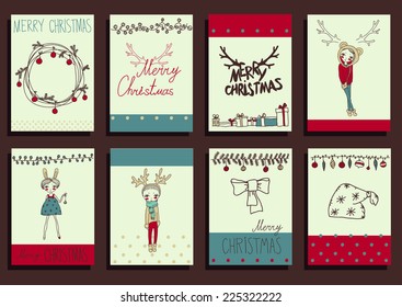 Vector Set Christmas Calligraphic Design Elements and Page Decoration, Vintage Frames