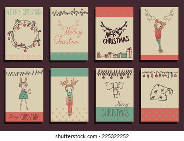 Vector Set Christmas Calligraphic Design Elements and Page Decoration, Vintage Frames
