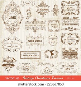 Vector Set: Christmas Calligraphic Design Elements And Page Decoration, Vintage Frames 