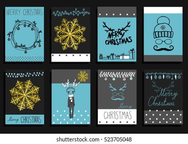 Vector Set Christmas Calligraphic Design Elements and Page Decoration, Vintage Frames with a gold texture set