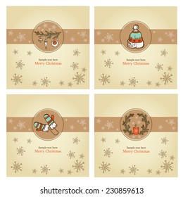 Vector set: Christmas card with Christmas decorations