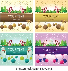 vector set of christmas card with four color