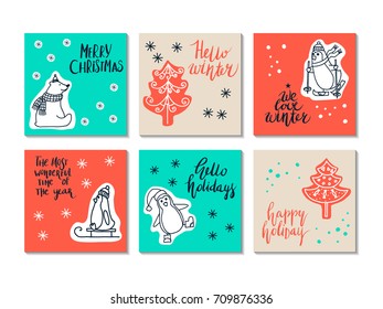 vector set of Christmas cards for greetings and invitations