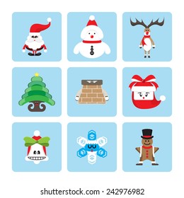Vector set of christmas character on isolated background