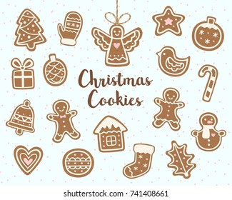 Vector set of christmas cookies illustrations. 