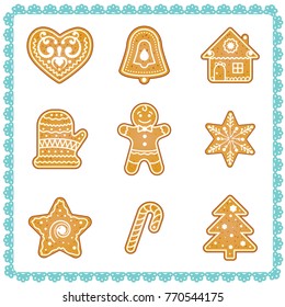 Vector set of christmas cookies illustrations.