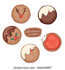 
Vector set of Christmas cookies. New Year's mood in the kitchen. Special icons for your Christmas cookie recipes. New Year's mood.