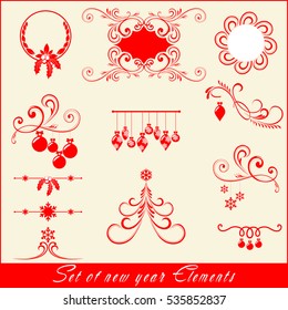 Vector Set: Christmas Decorated Design Elements set Vintage Frames