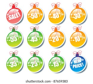 vector set christmas discount percents