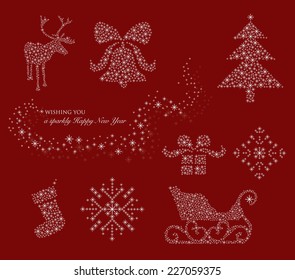 vector set with christmas elements and illustrations made of stars