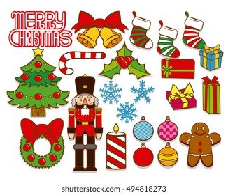 Vector Set Of Christmas Elements Isolated On White Background