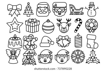 Vector Set Of Christmas Emojis Isolated On White Background