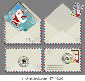 Vector set of Christmas envelops