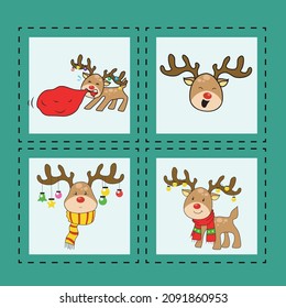 Juego de vectores de tarjetas de Navidad. Tarjeta preescolar educativa. Tarjetas de visita con adorables personajes de navidad. Ilustración vectorial. Coloridas tarjetas flash imprimibles. 