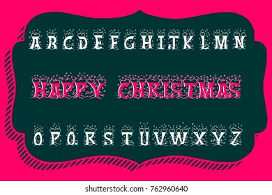 Vector set of Christmas fonts ABC alphabet letters