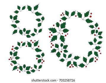 vector set of christmas frames, wreath, mistletoe, christmas, new year, elements for Christmas decorations