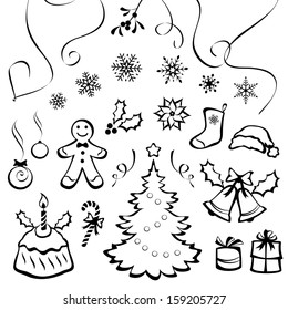 Vector set of Christmas graphic elements, isolated on white background