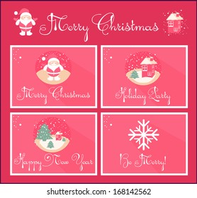 Vector Set of Christmas Greeting Cards. 