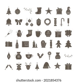 Conjunto de vectores de iconos de navidad. Año nuevo con un estilo sencillo. 