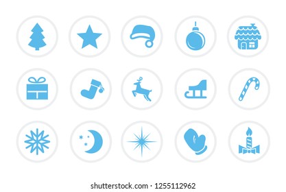 Vector set of Christmas icons. Selection of vector symbols for New Year's and Christmas design. Flat design