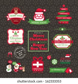 Vector set of Christmas labels and frames design