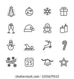 Vector set of Christmas line icons.