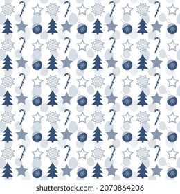 Decoración vectorial de Navidad y Año Nuevo, caña de caramelo, copo de nieve, árbol de Navidad. Conjunto festivo.