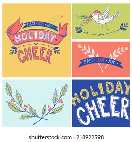 vector set of Christmas and New Year cards and backgrounds