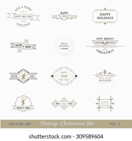 Vector Set: Christmas and New Year Calligraphic Design Elements and Page Decoration, Vintage Frames 