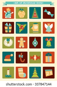 Vector set of christmas and new year icons. 