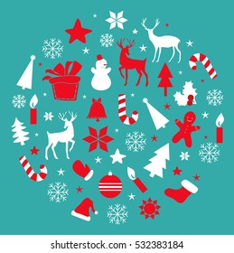 Vector set of Christmas and New Year icons. Design illustration image