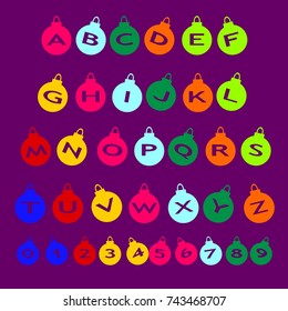 Vector set Christmas and new year alphabet fonts