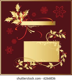 Vector set of Christmas and New-Year's decorations (objects, background and banner)