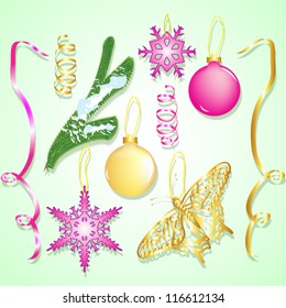Vector set of Christmas ornaments and design elements
