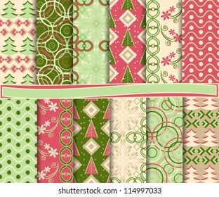 Vector set of Christmas paper for scrapbook