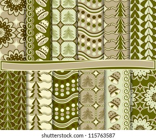 Vector set of Christmas paper for scrapbook