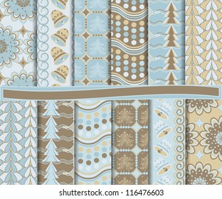 Vector set of Christmas paper for scrapbook