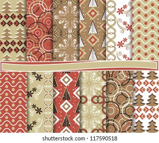 Vector set of Christmas paper for scrapbook