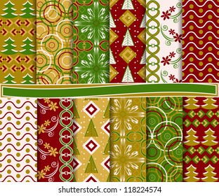 Vector set of Christmas paper for scrapbook